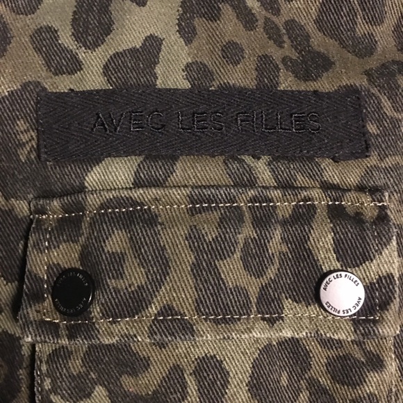 Avec Les Filles Olive Leopard Cotton Camo Cargo Jacket - Picture 16 of 16
